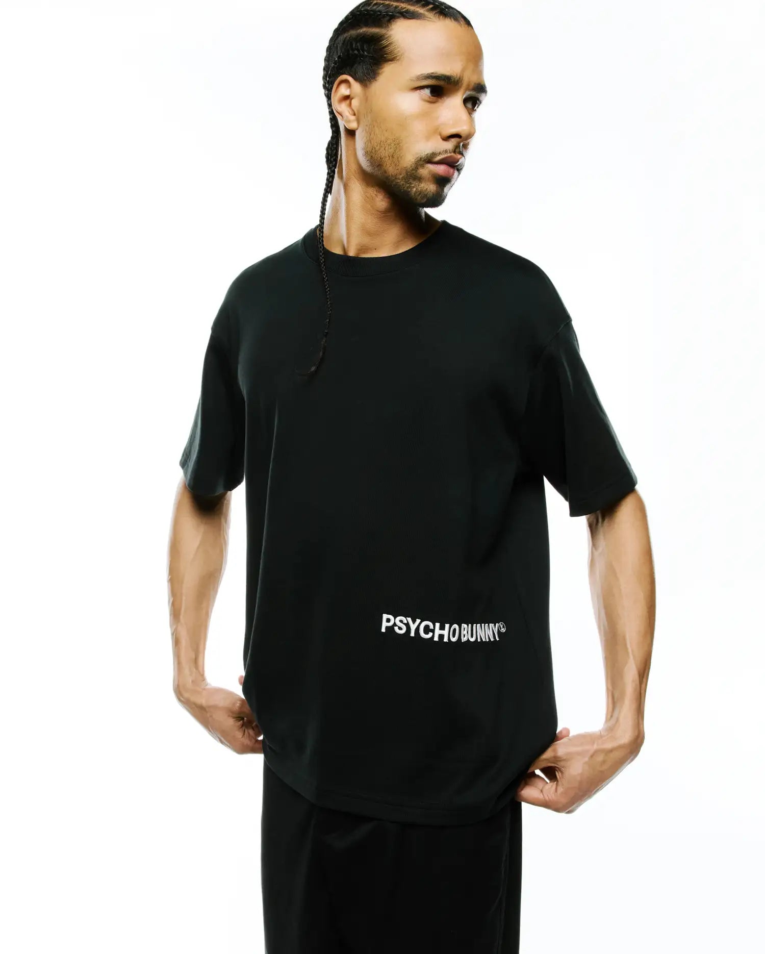 Psycho Bunny Men's Tees Haiden Oversized Tee maglietta nera in Pima