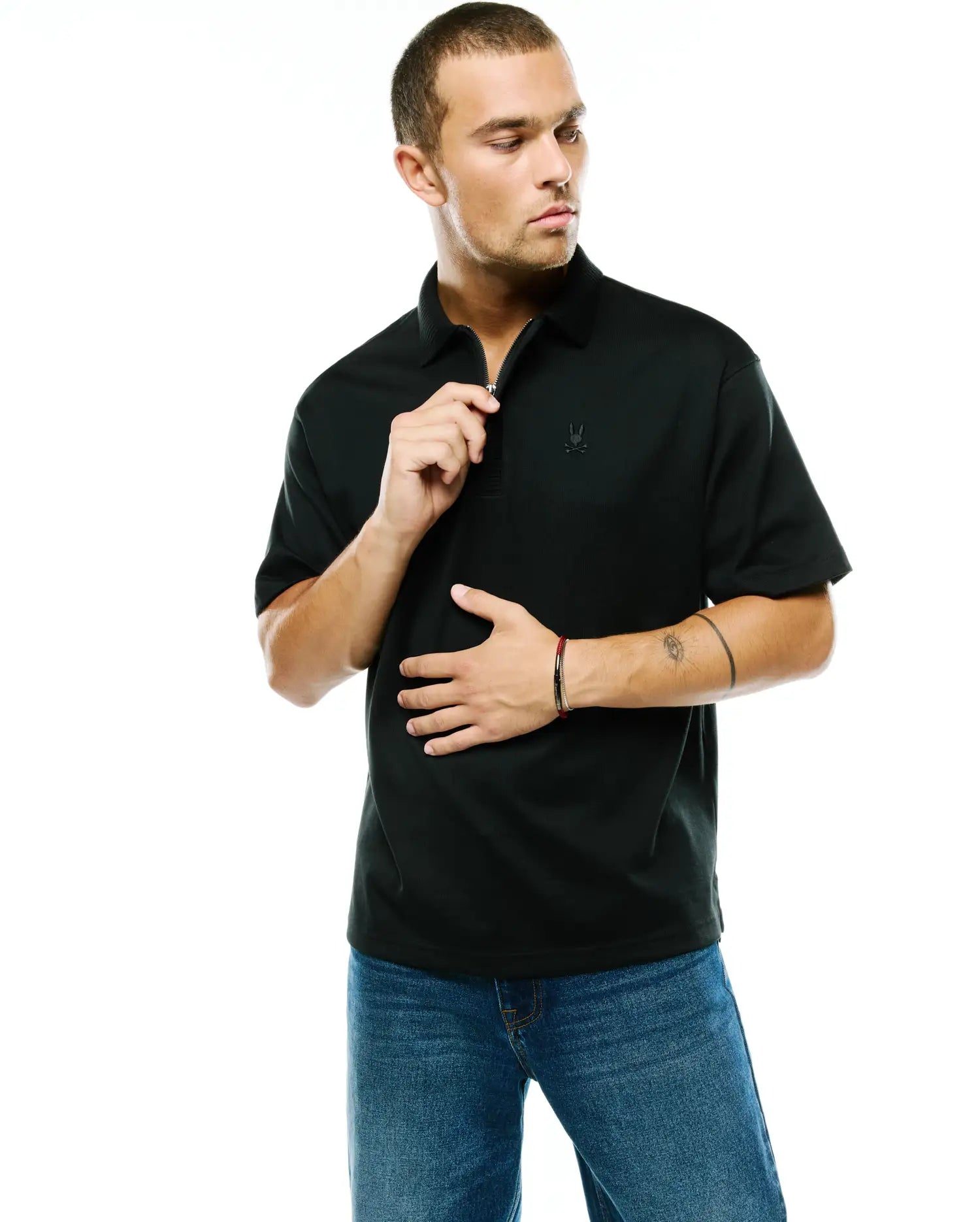 Psycho Bunny Nolen Oversized Jersey Polo polo nera XXS