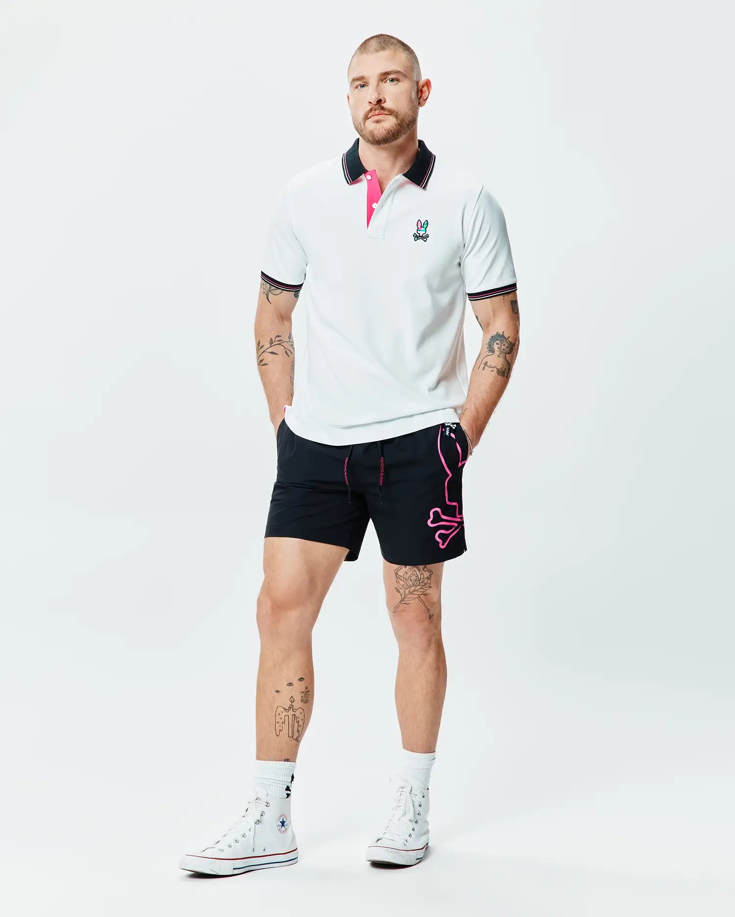 Psycho Bunny Men's Polos Nate Pique Polo Polo White