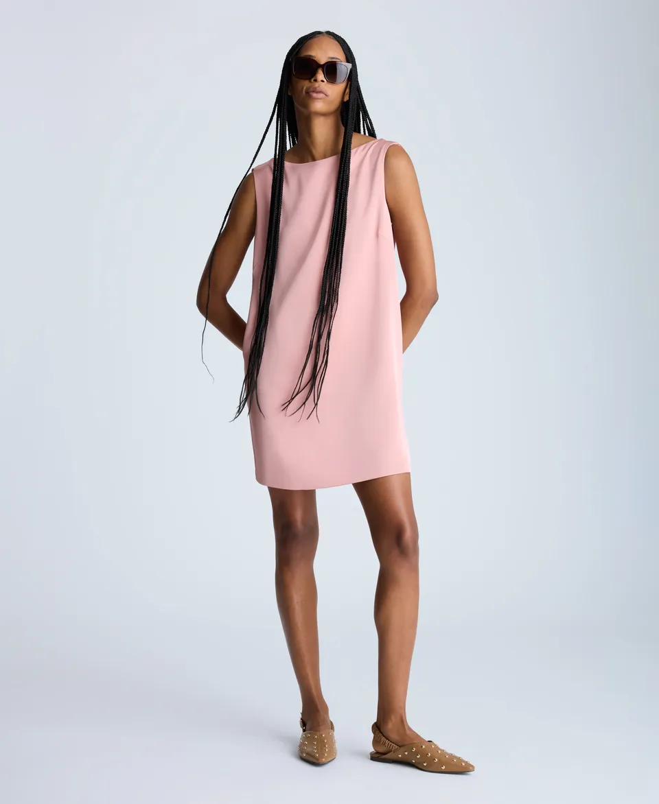 Kenneth Cole Reaction Clothing Sleeveless Draped Back Shift Dress abito rosa poliestere