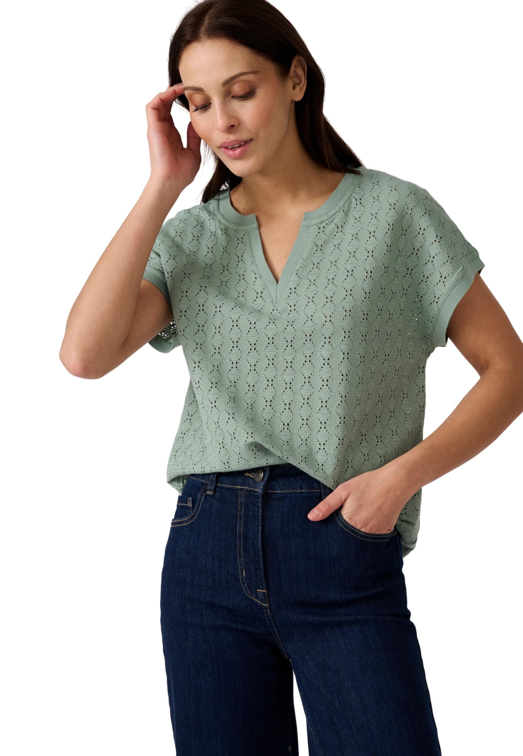 Damart Prêt-à-porter T-Shirt Maglia Jacquard marrone terracotta 38-40