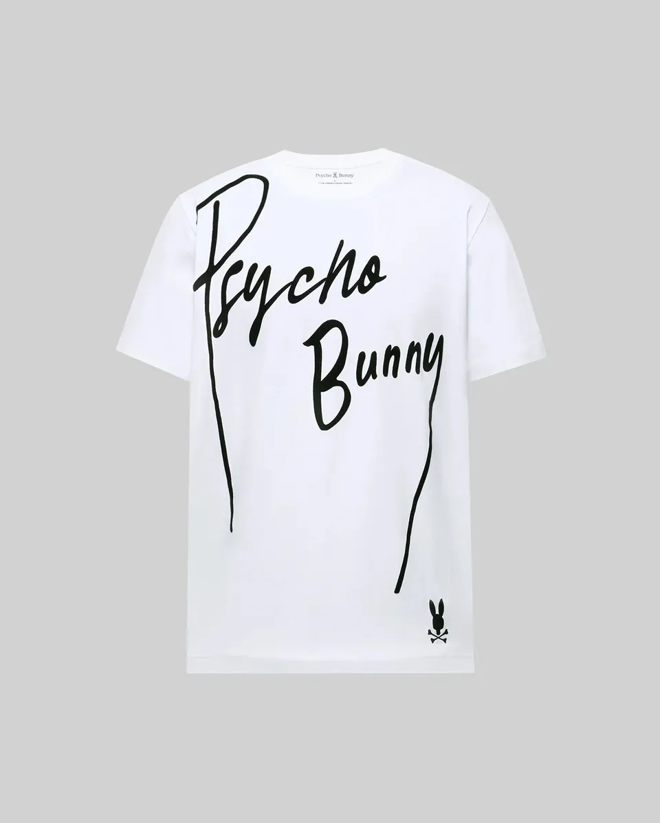 Psycho Bunny Men's Tees Soren Graphic Tee MT0200180 T-shirt bianca