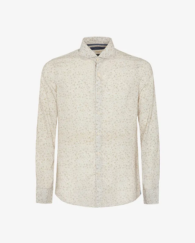 Markup Uomo Camicie Camicia in lino stampato collo francese camicia