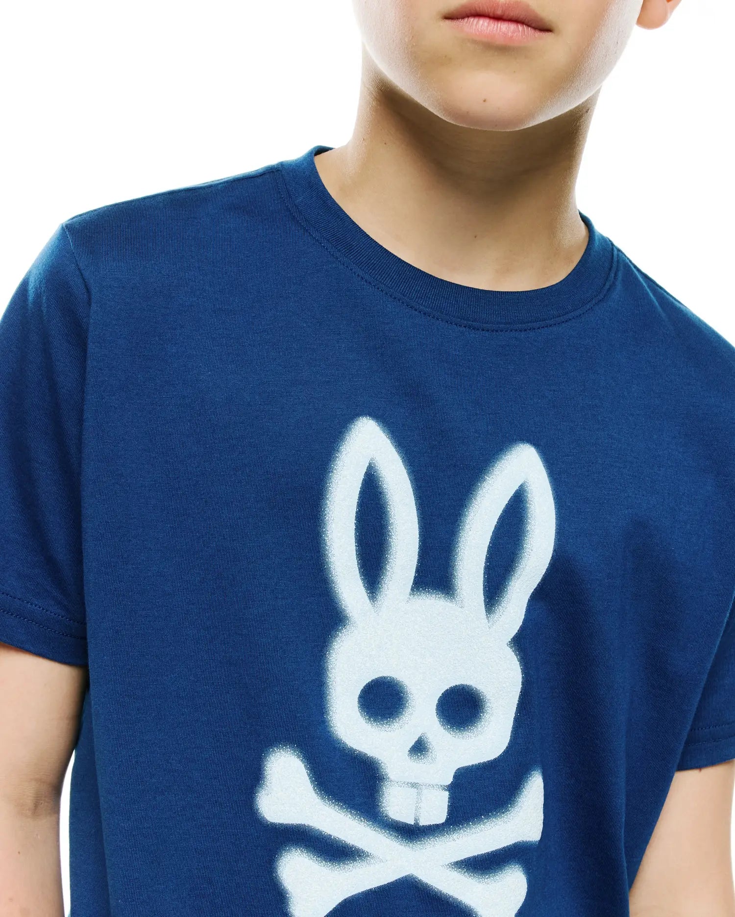 Psycho Bunny Kids Tees KIDS EMMANUEL GRAPHIC TEE KT0200240 maglietta blu in cotone Pima