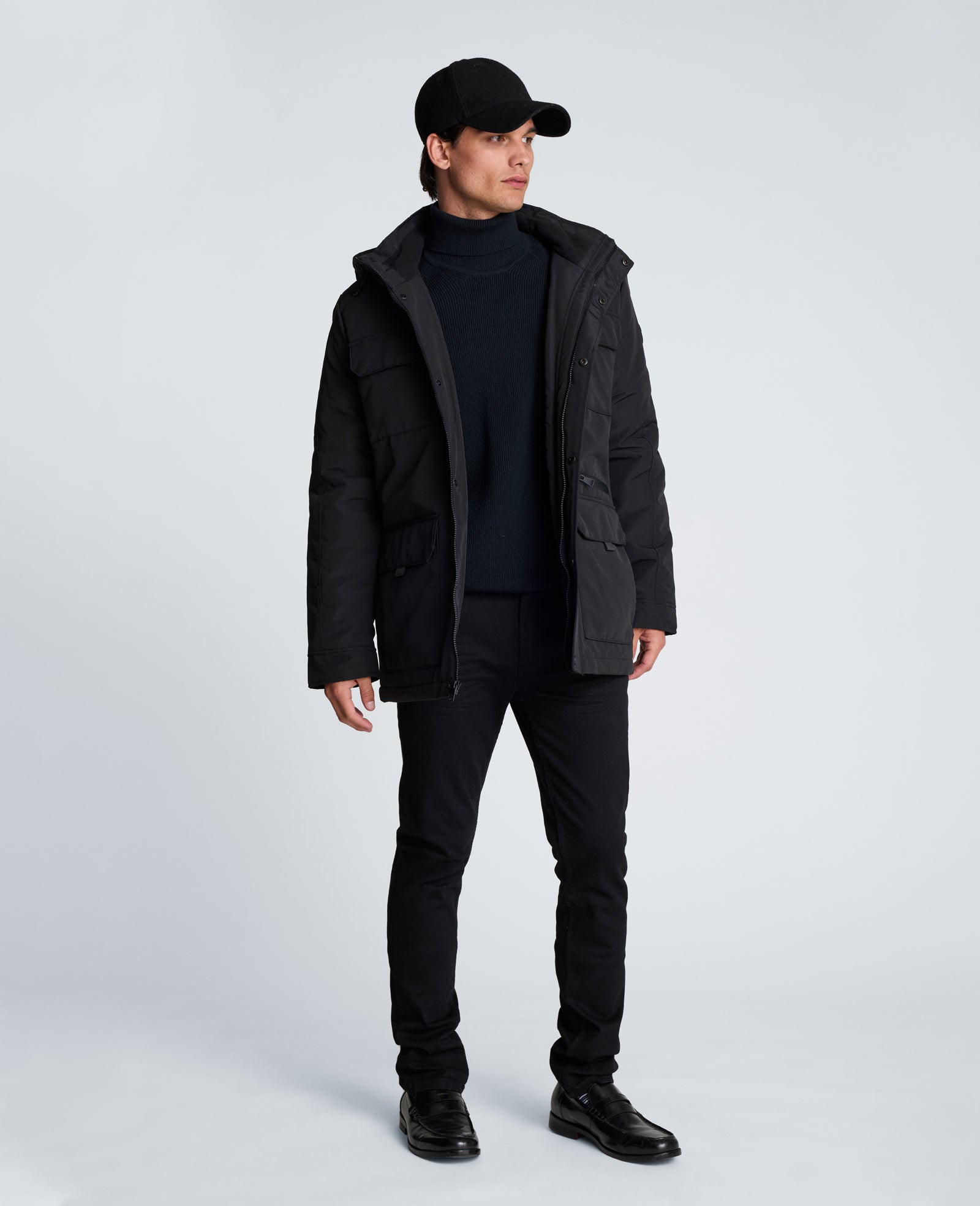 Kenneth Cole Reaction Clothing Oxford Patch Pocket Parka nera, imbottita