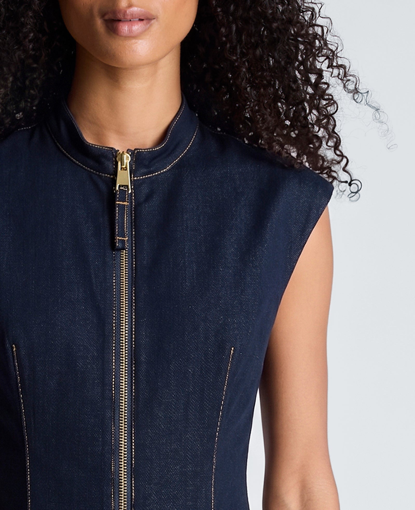 Kenneth Cole Reaction Clothing Padded Shoulder Mini Dress abito mini indigo denim