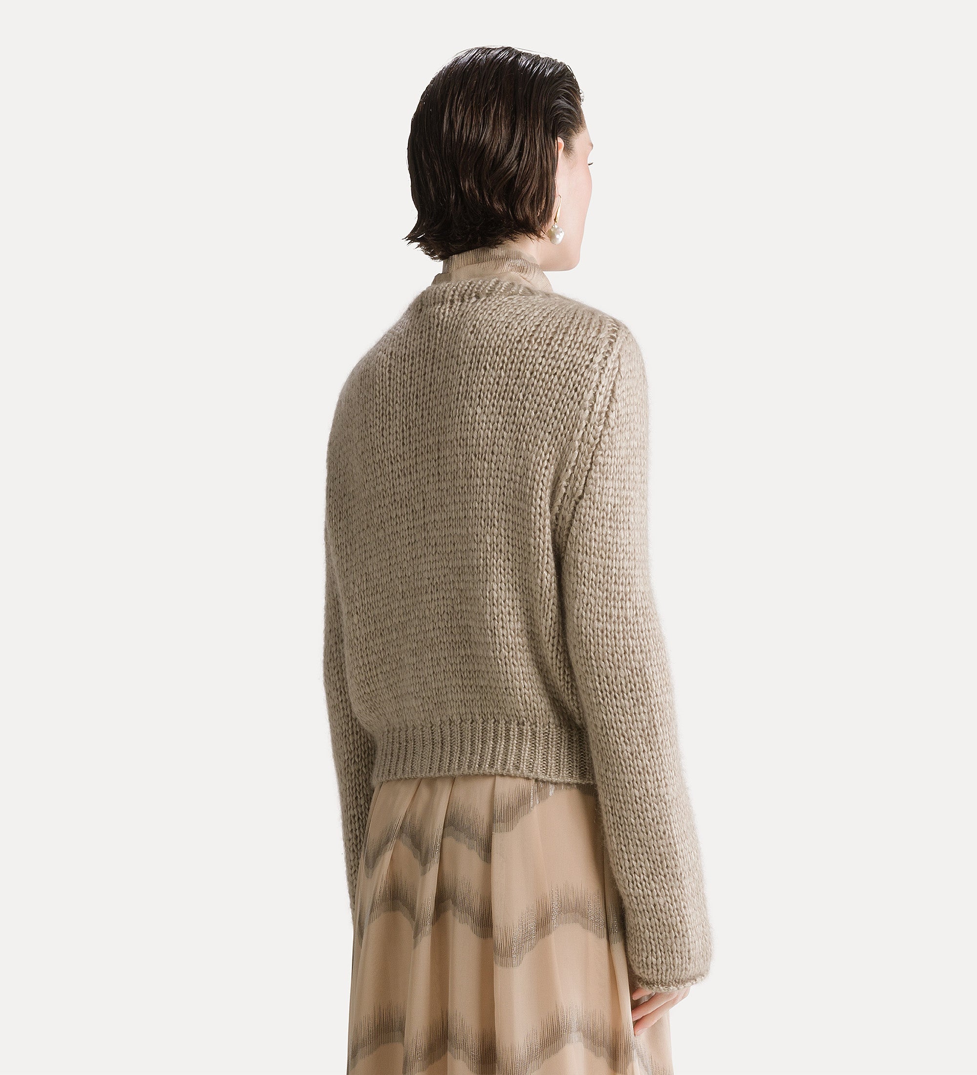 Forte maglieria cardigan cashmere seta e mohair mandorla