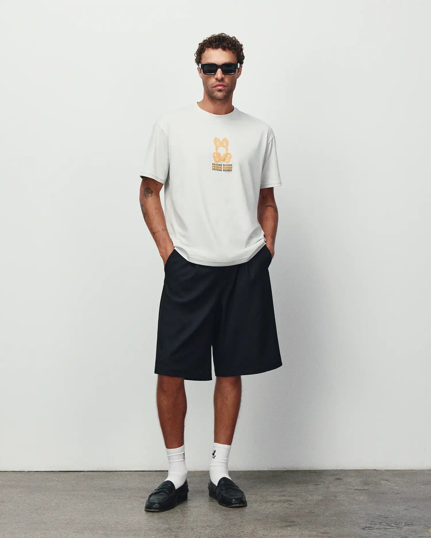 Psycho Bunny Men's Tees Alex Pima Cotton Back Graphic Tee t-shirt blu oversize
