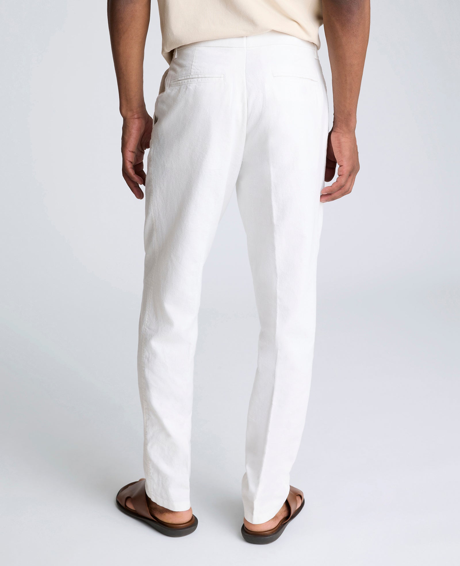 Kenneth Cole Reaction Clothing Linen Blend Slim Fit Flat Front Chino Pant pantaloni chino bianchi 29/30 lino-cotone