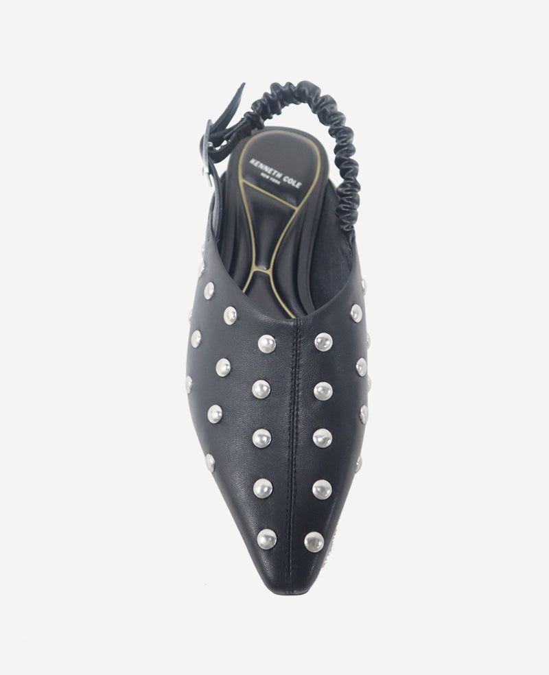 Kenneth Cole Reaction Shoes Nicola Studded Leather Slingback Sandal sandali neri in pelle borchiata