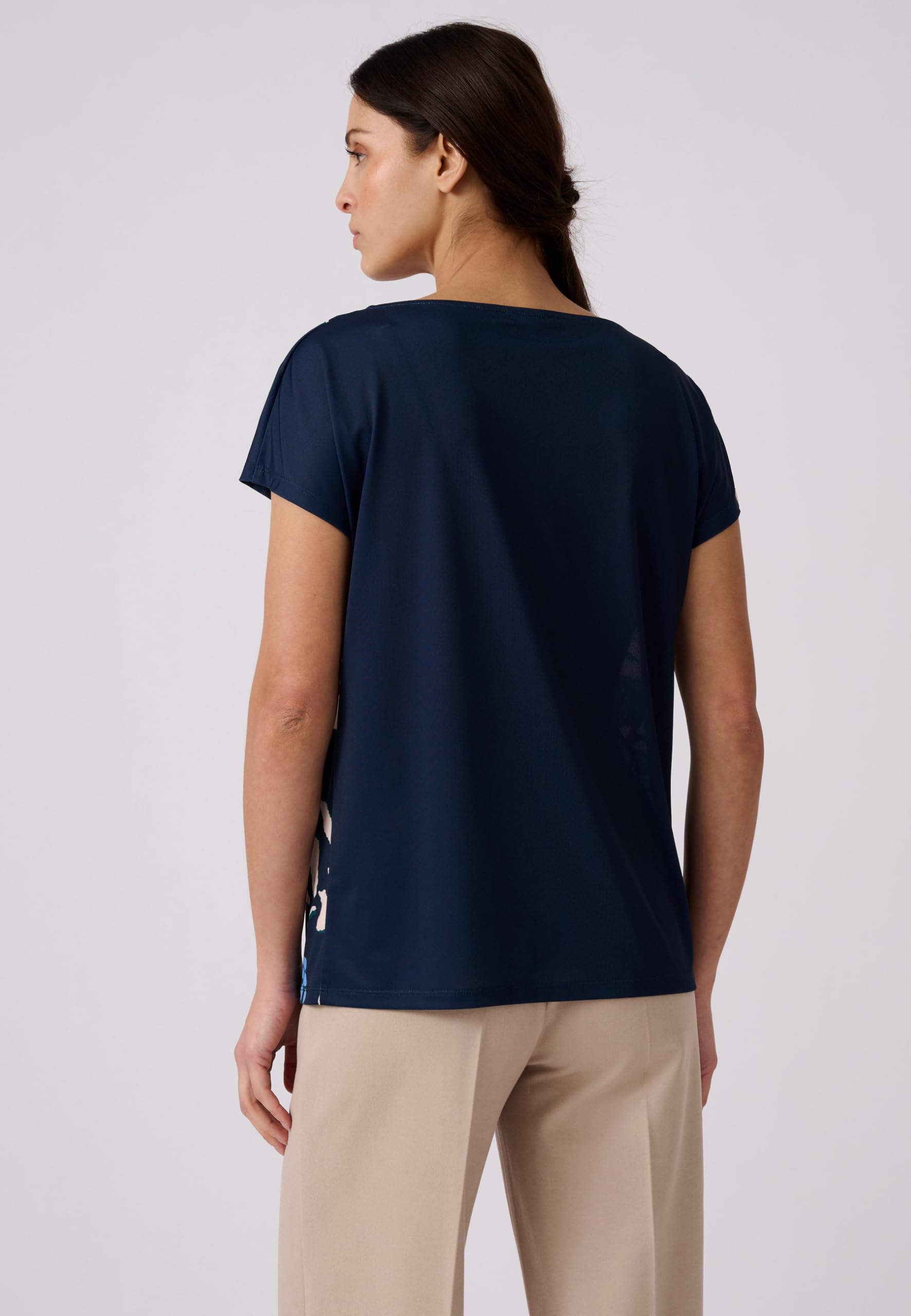 Damart Prêt-à-porter T-shirt in maglia crêpe blu a maniche corte