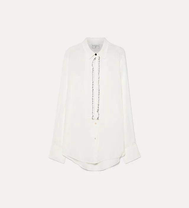 Forte camicie camicia smoking in voile bianca