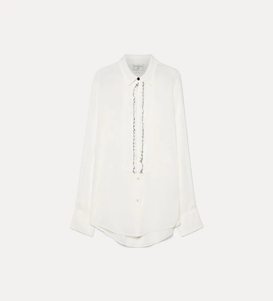 Forte camicie camicia smoking in voile bianca