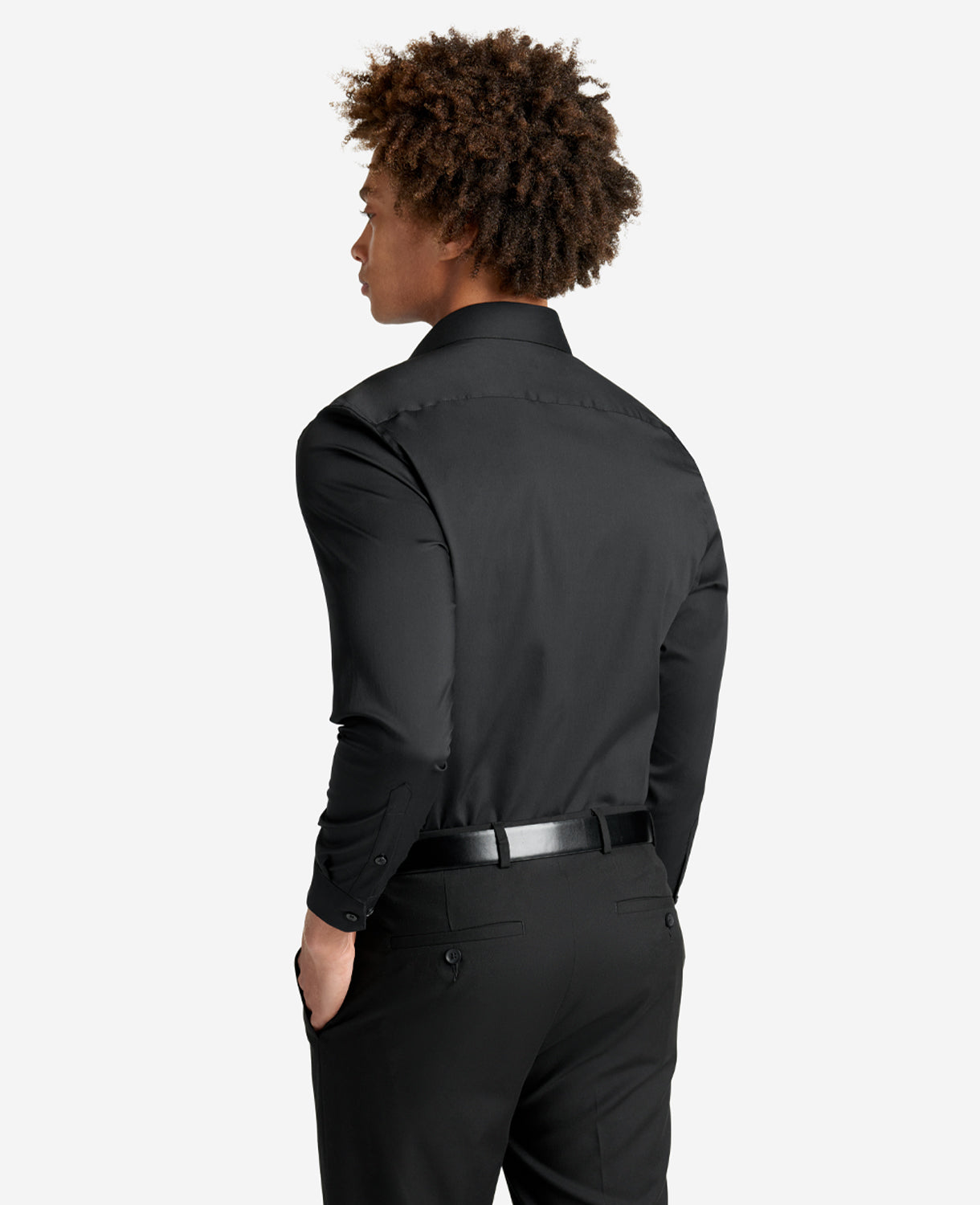 Kenneth Cole Reaction Clothing Slim Fit Sustainable Stretch Collar Solid Dress Shirt camicia nera