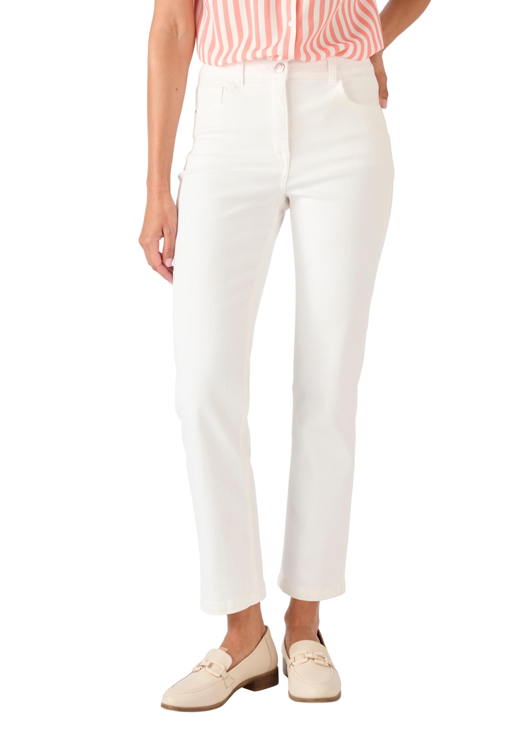 Damart Prêt-à-porter Giovanni Dritto pantaloni 7/8 bianco elasticizzati