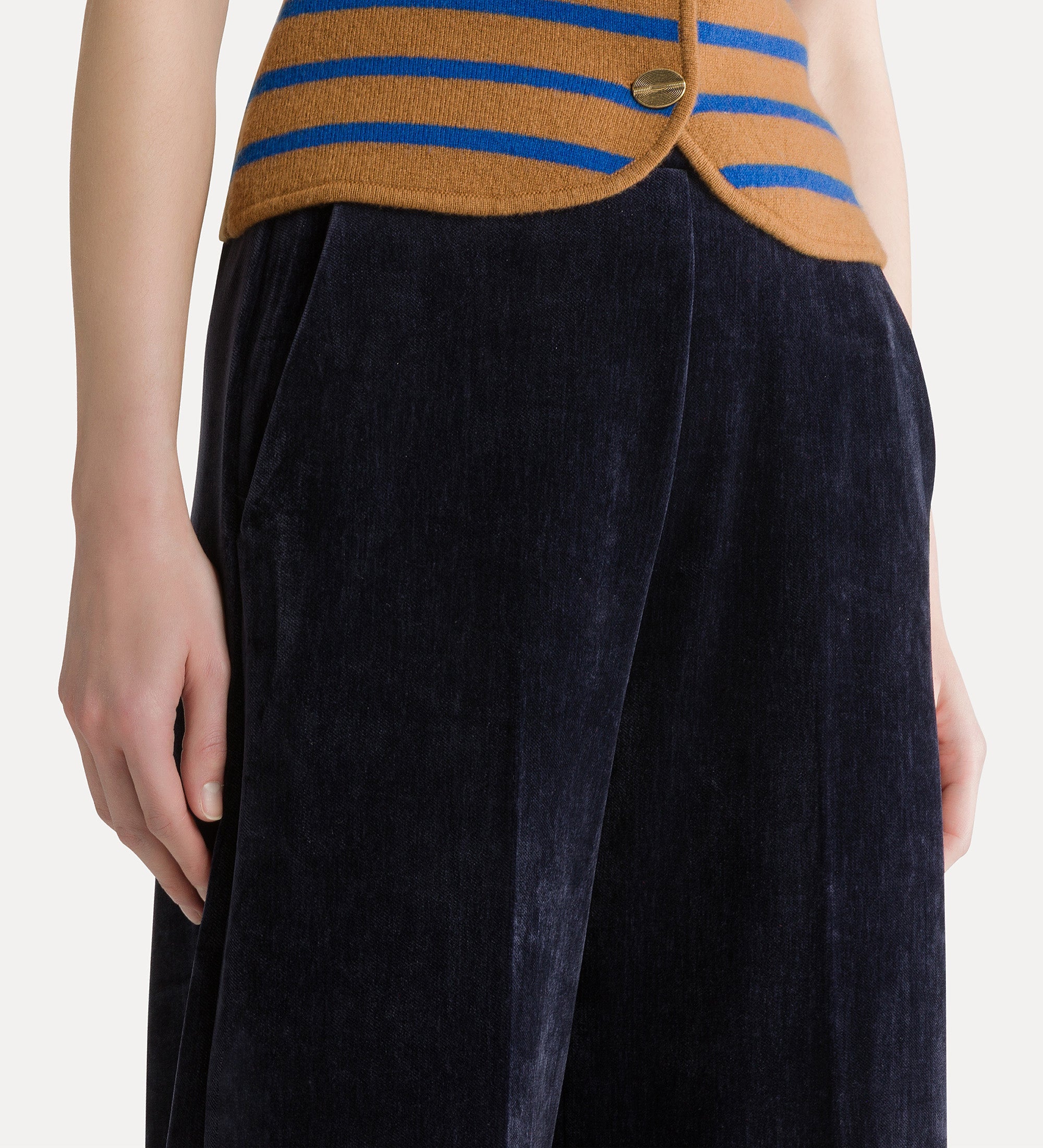Forte pantaloni pantaloni Notte in velluto a vita alta