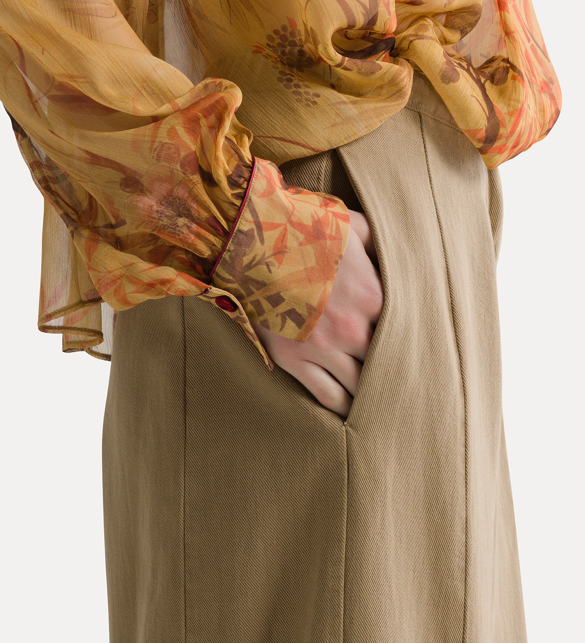 Forte pantaloni pantaloni in twill di cotone Cumino ampi