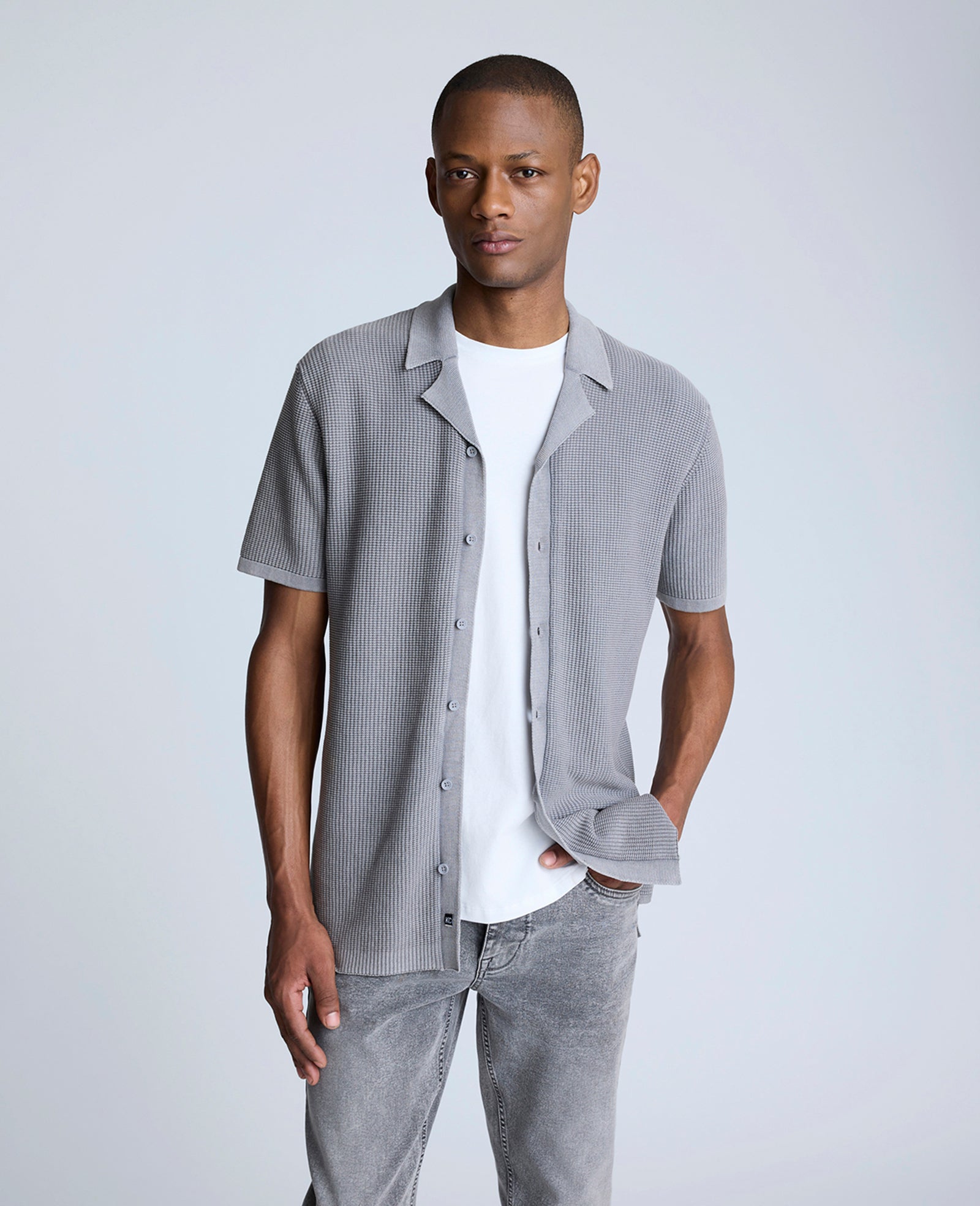 Kenneth Cole Reaction Sweater Shirt camicia grigia in cotone