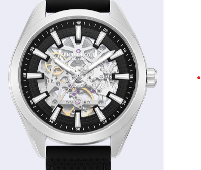 Kenneth Cole Reaction Watches Skeleton Automatic Silicone Strap Watch orologio nero