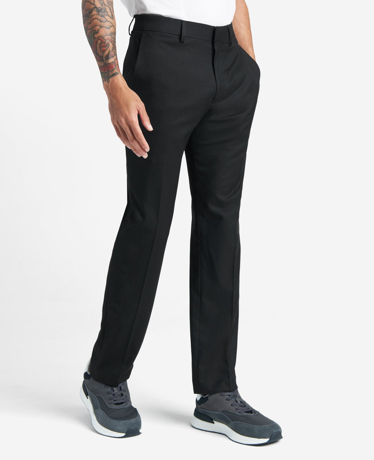 Kenneth Cole Reaction Clothing Slim-Fit Stretch Twill Dress Pant pantaloni neri