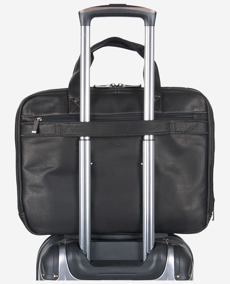 Kenneth Cole Reaction Bags Colombian Leather Top Zip Messenger Bag borsa nera in pelle