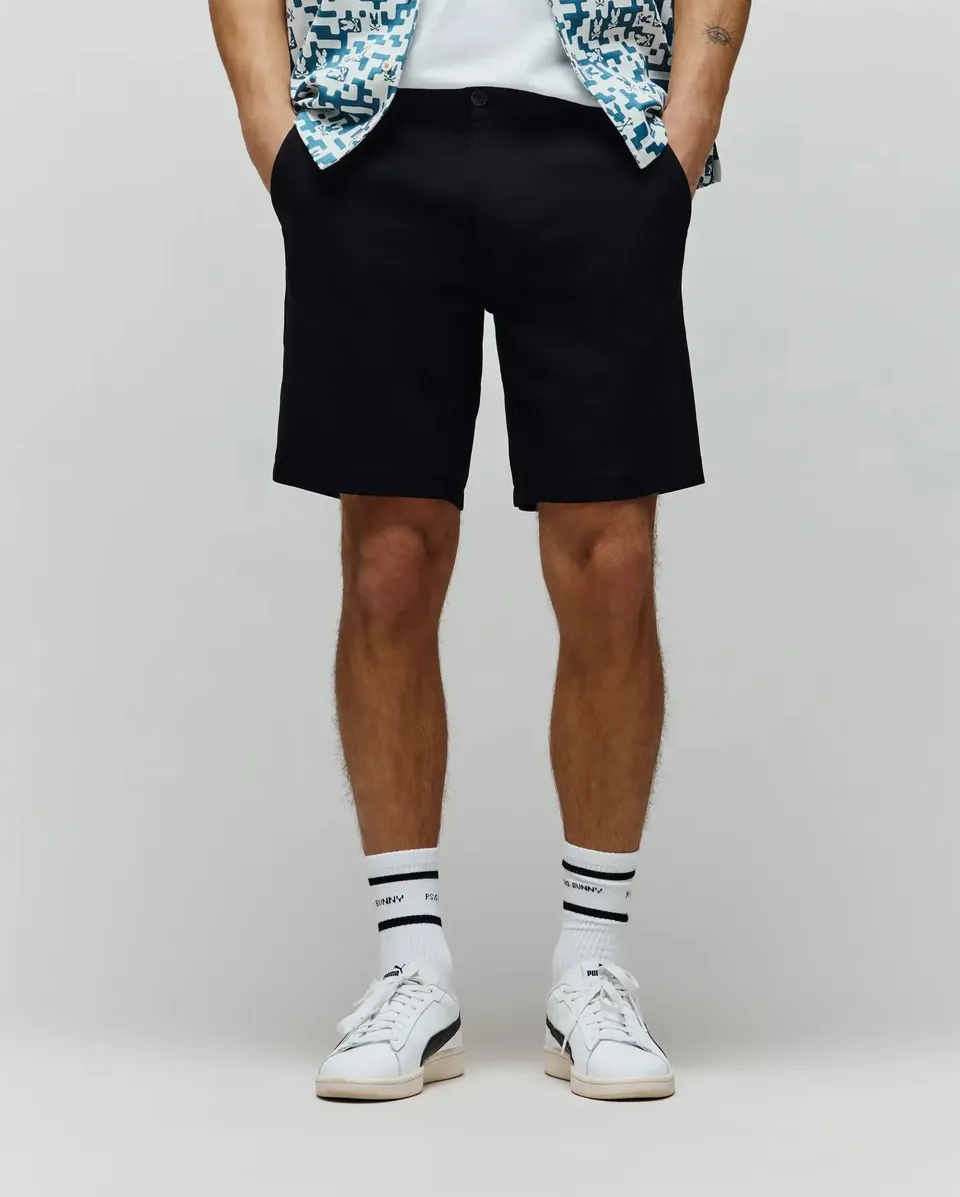 Psycho Bunny Men's Shorts Shiro Twill Short 8 1/2" 001 Black regular