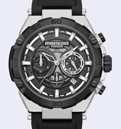 Kenneth Cole Reaction Watches Chronograph Sport Silicone Strap Watch orologio cronografo uomo nero
