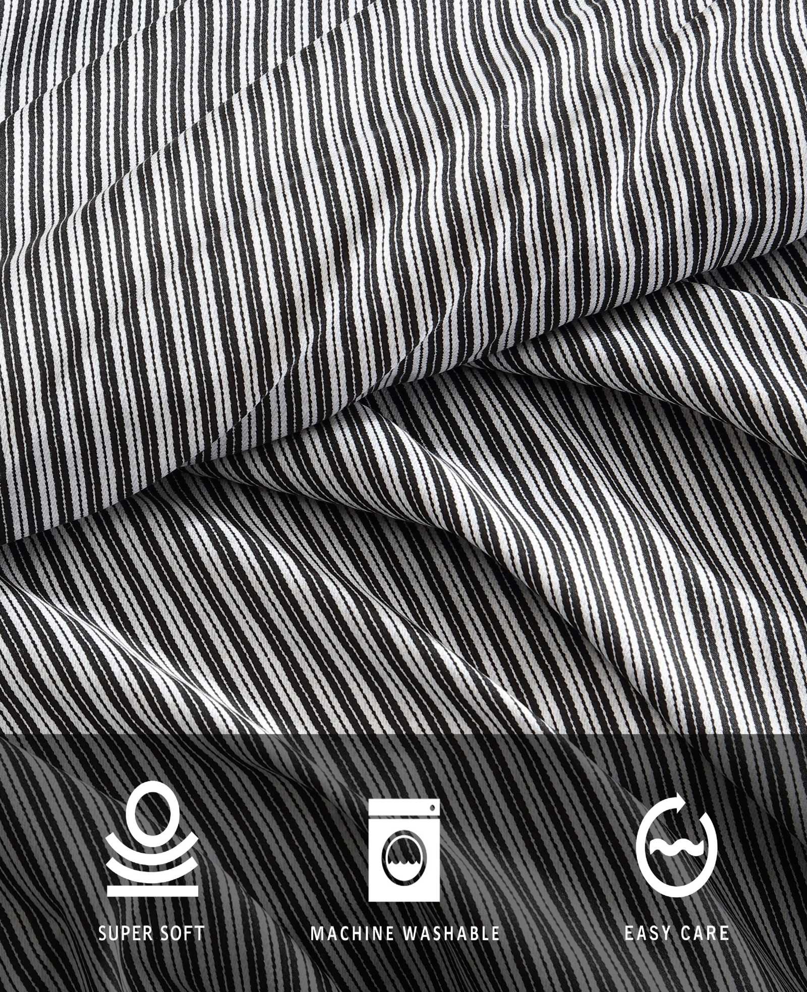 Kenneth Cole Reaction Home & Bedding Twill Stripe Texture Sheet Set lenzuola nero bianco