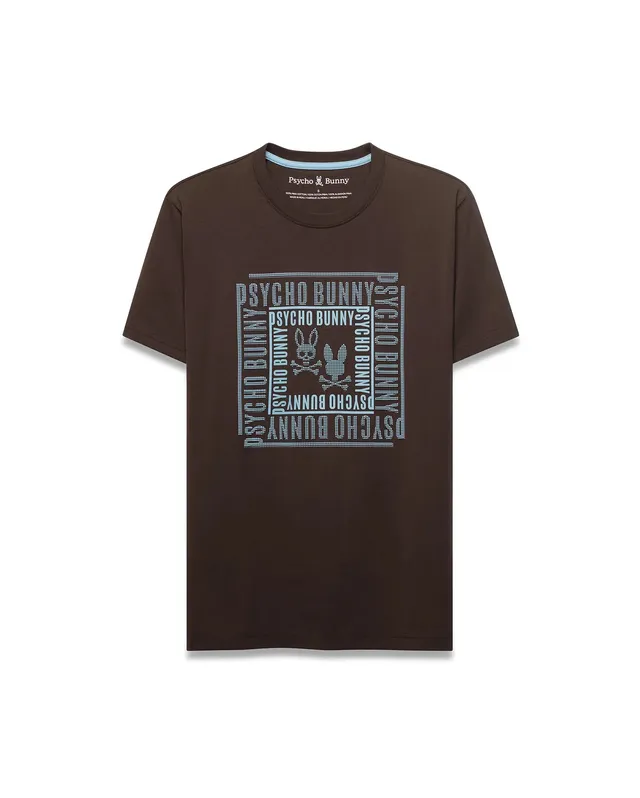 Psycho Bunny Men's Tees Raj Wordmark Graphic T-shirt Java in cotone Pima
