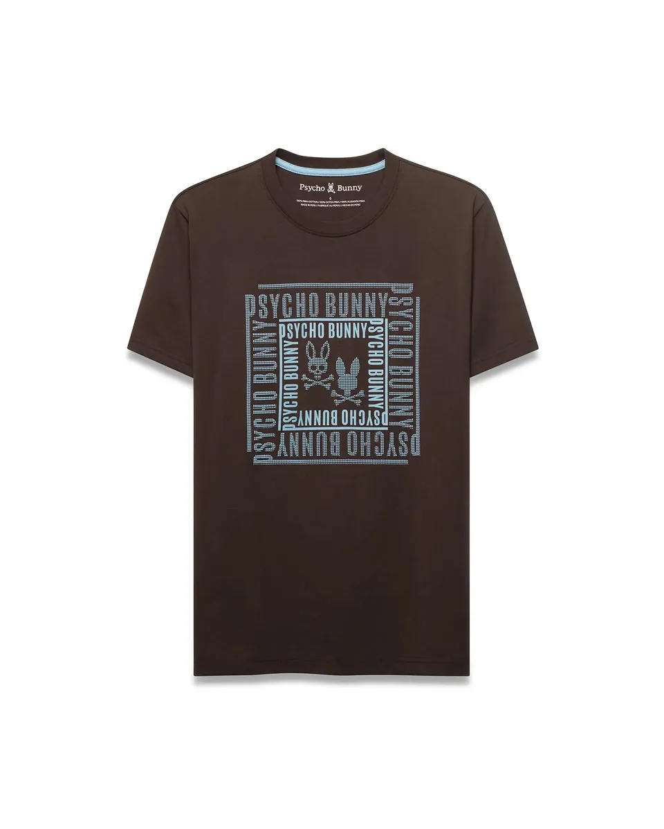 Psycho Bunny Men's Tees Raj Wordmark Graphic T-shirt Java in cotone Pima