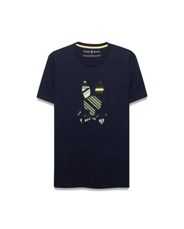 Psycho Bunny Men's Tees Drew Graphic Tee maglietta blu cotone Pima