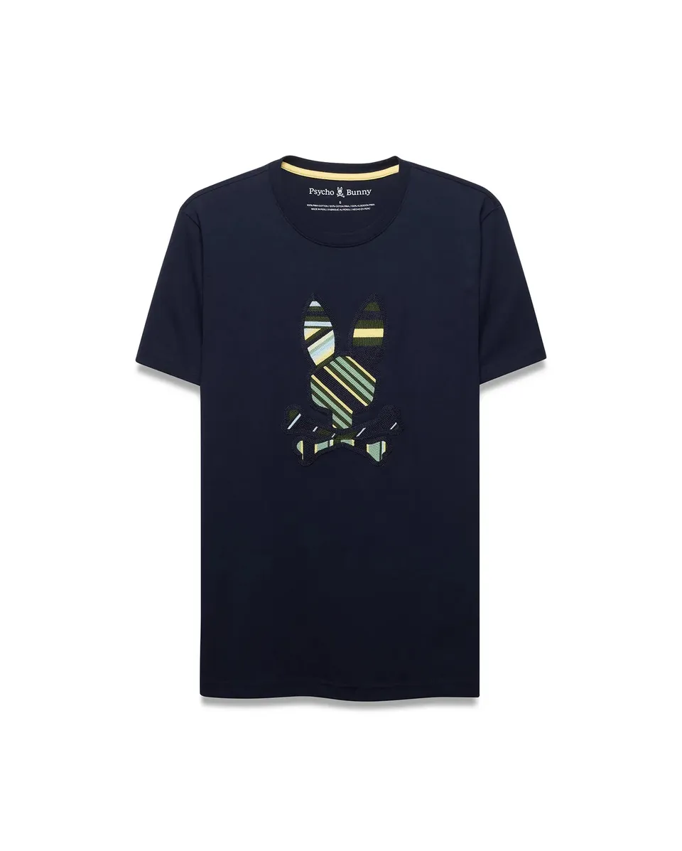 Psycho Bunny Men's Tees Drew Graphic Tee maglietta blu cotone Pima