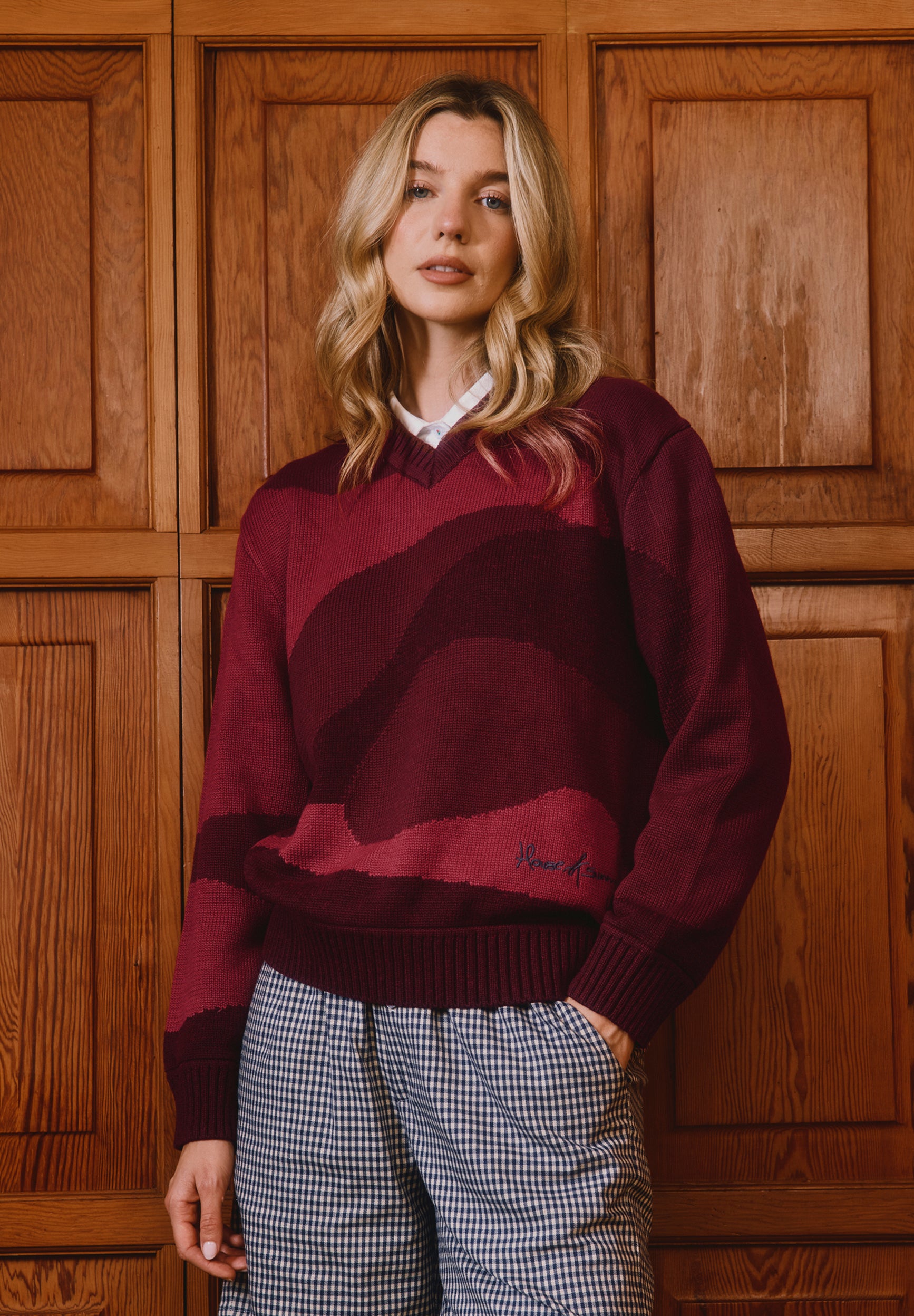 House Of Sunny Women's Knitwear The Red Landscape maglione in cotone