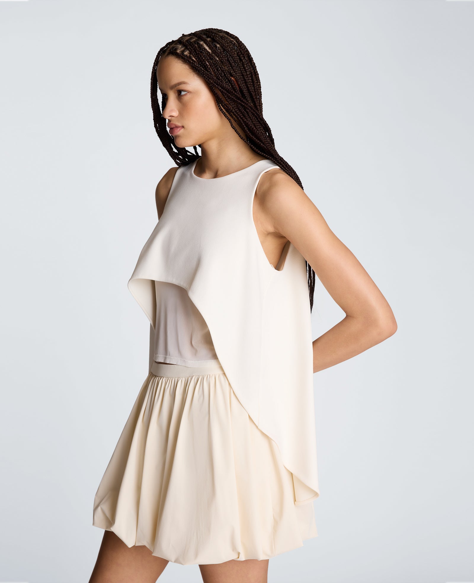 Kenneth Cole Reaction Clothing High Low Layer Tank canotta Oyster