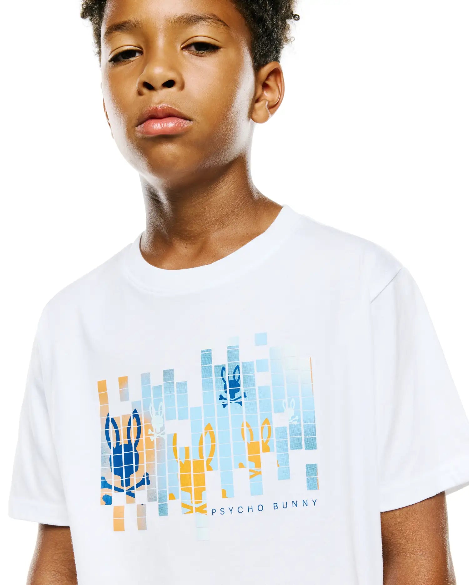 Psycho Bunny Kids Tees Zander Graphic Tee maglietta bianca bambini cotone Pima