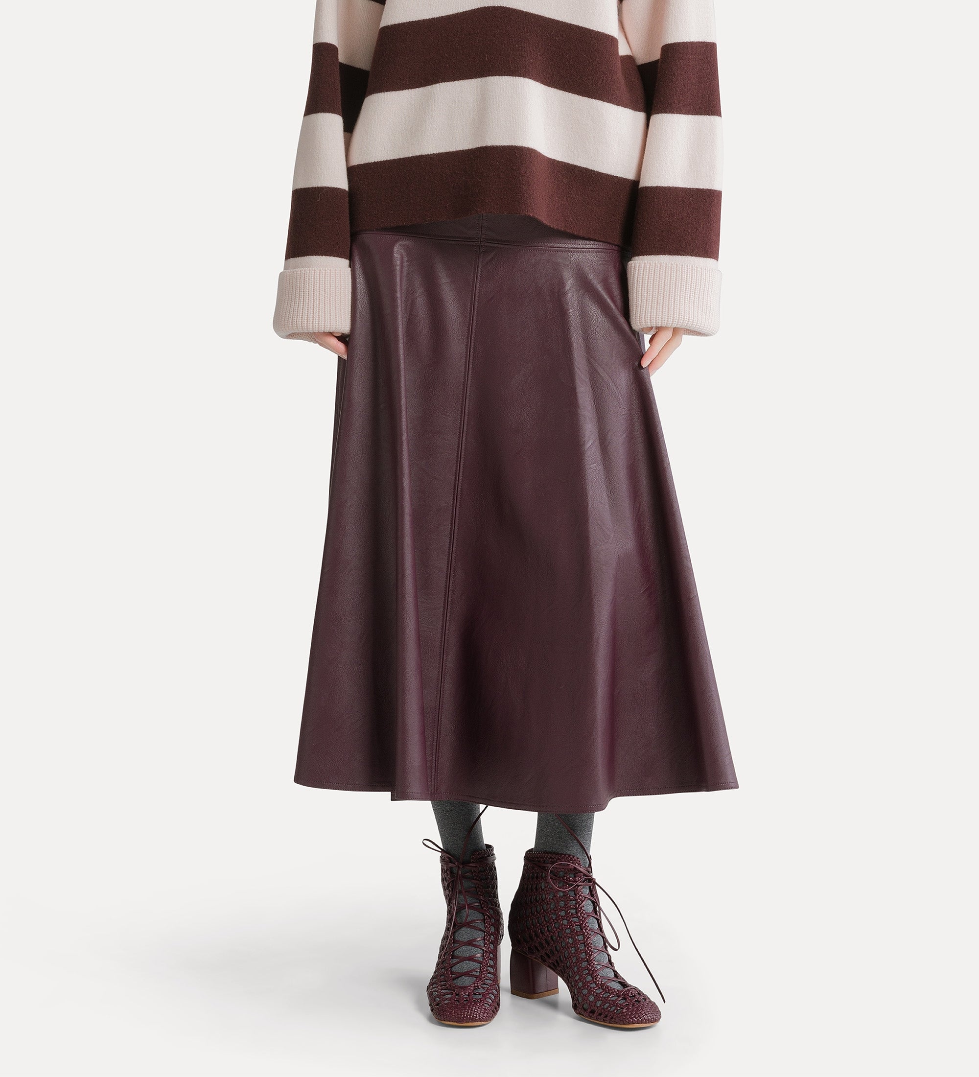 Forte gonne 15312 gonna midi bordeaux vita alta