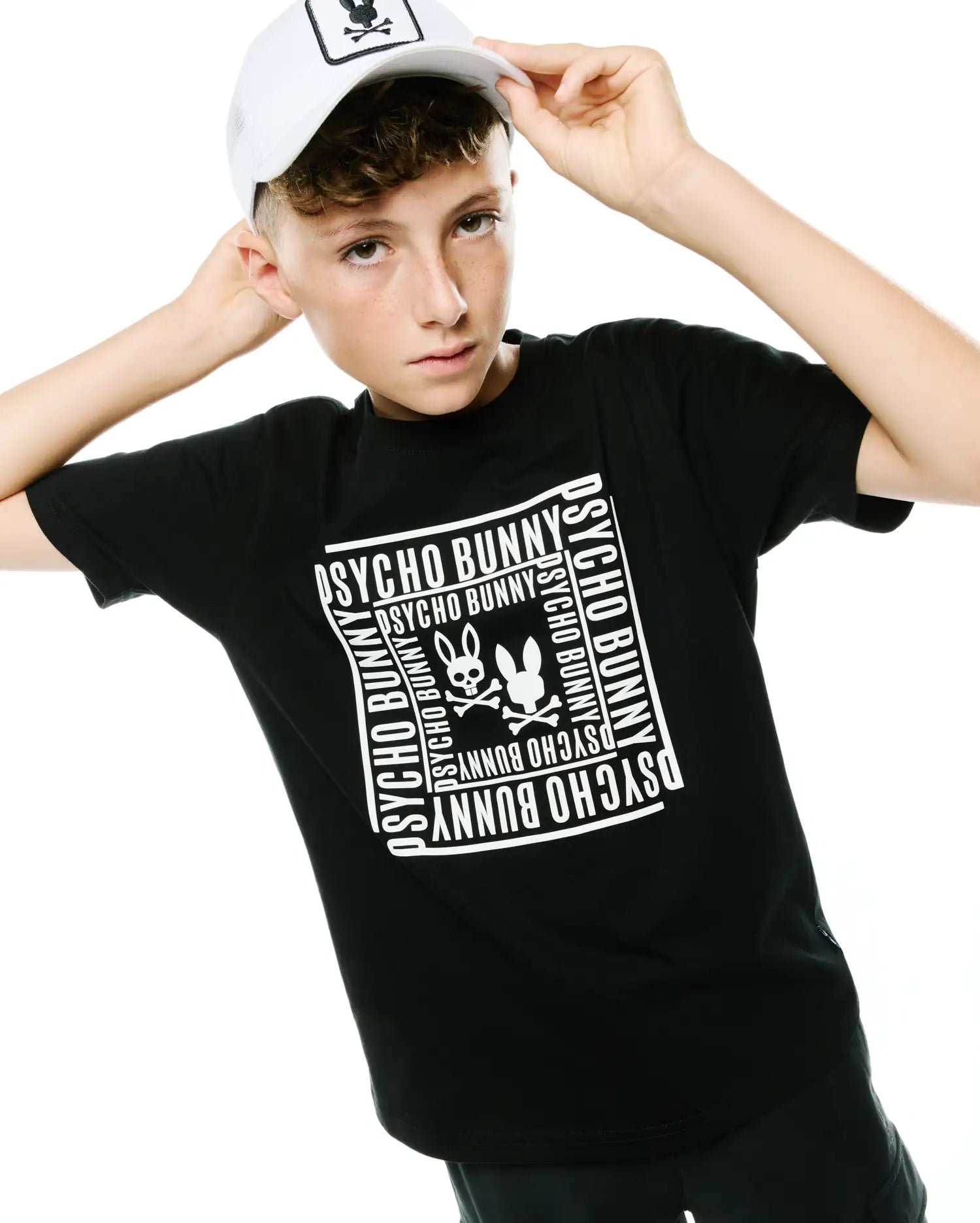 Psycho Bunny Kids Tees Raj Pima T-shirt nera in cotone