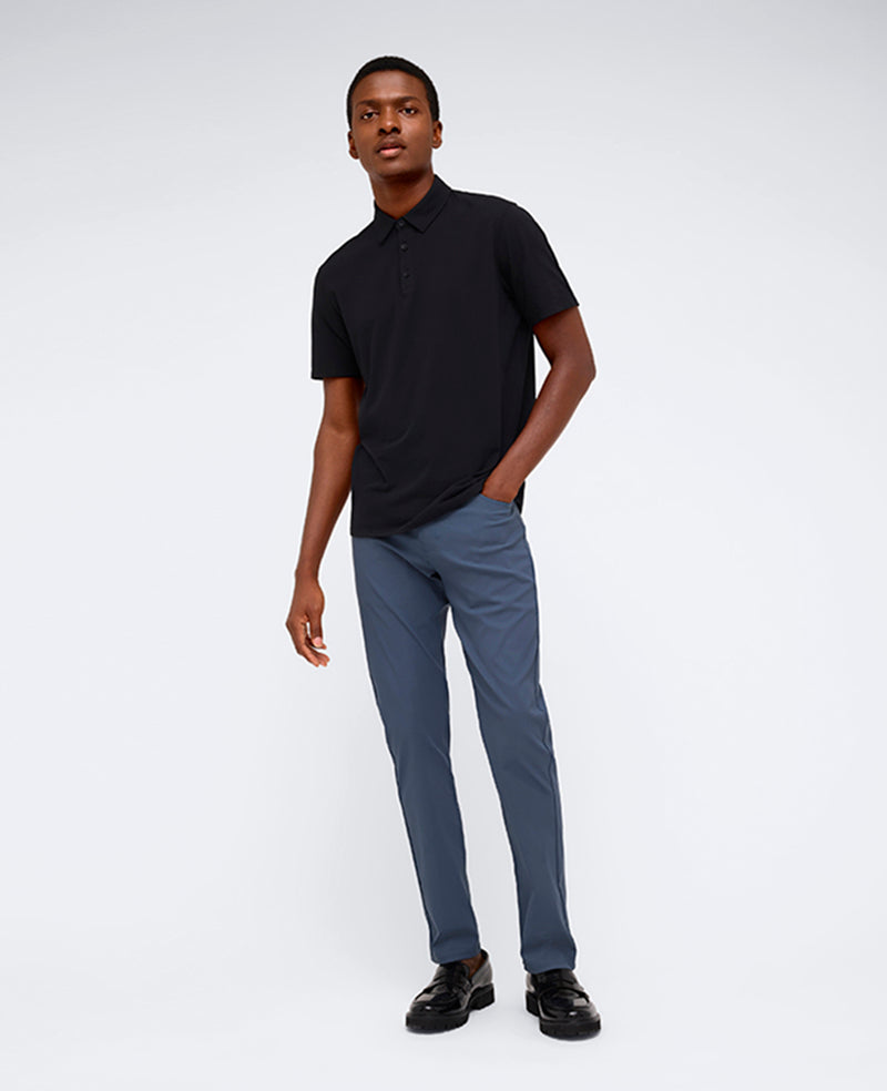 Kenneth Cole Reaction Clothing Performance Button Polo polo nera traspirante