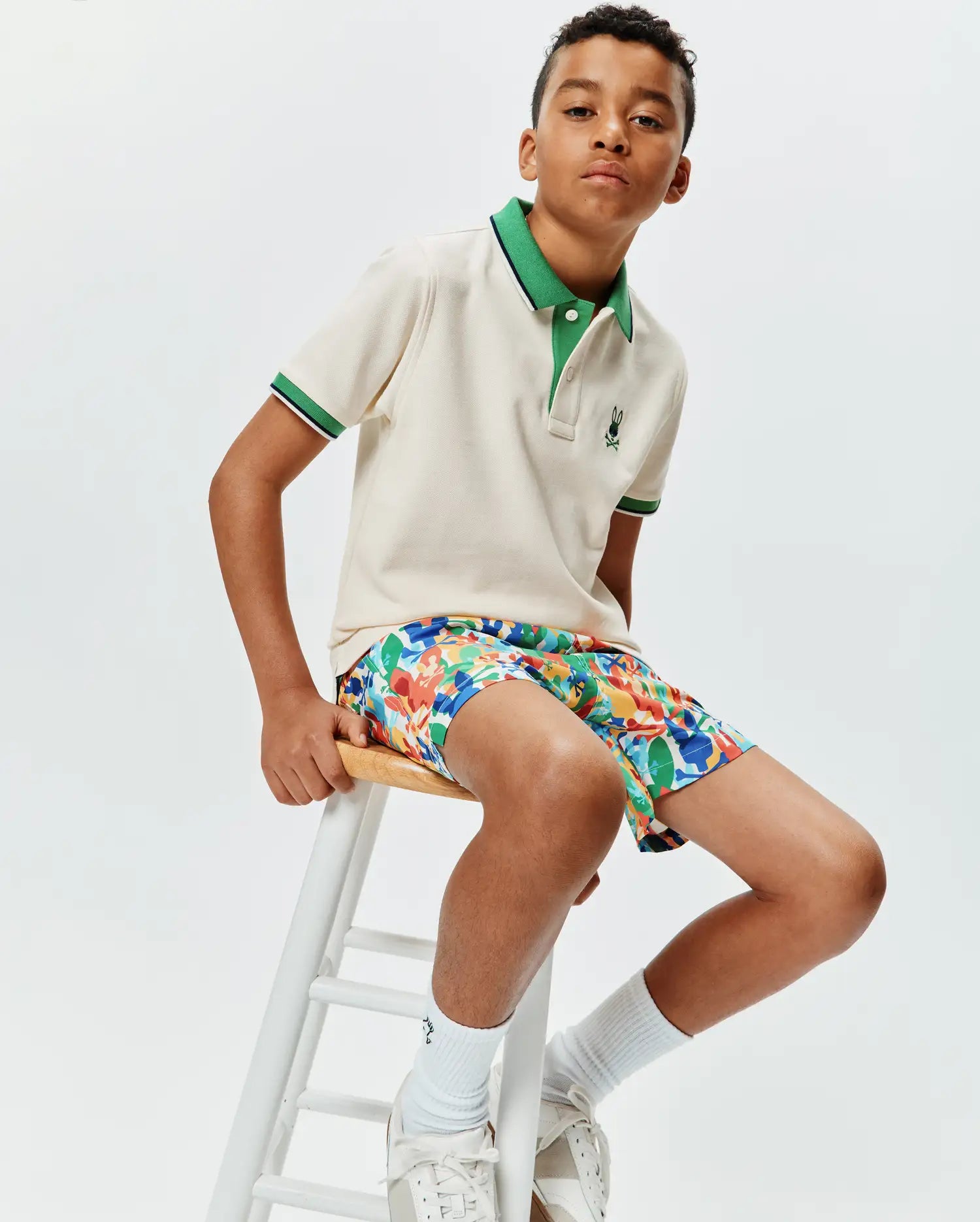Psycho Bunny Kids Polo Shirts Sunny Pique Polo polo bianca