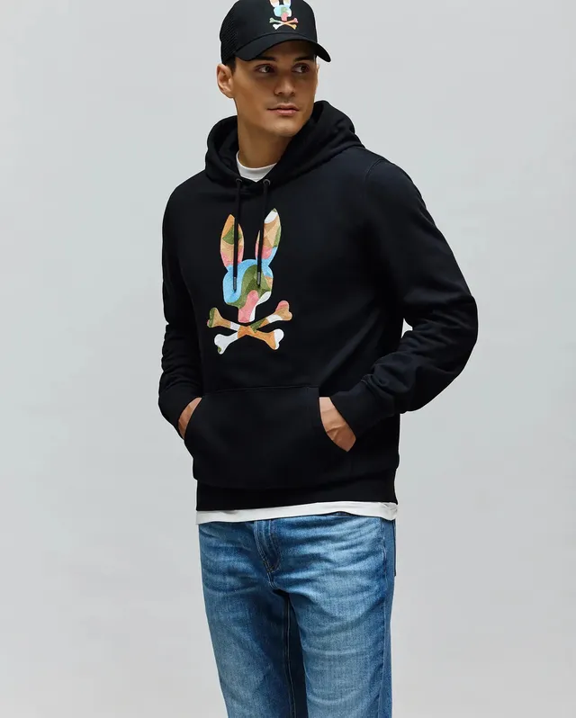 Psycho Bunny Men's Sweatshirts & Hoodies Ara Hoodie MT0500174 felpa nera