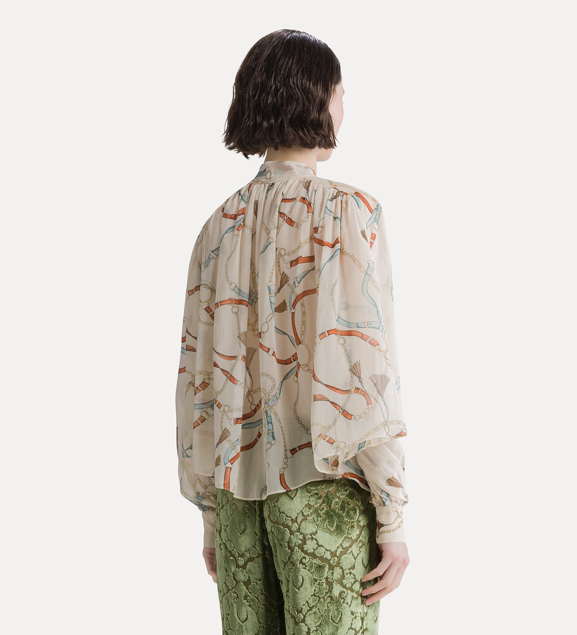Forte camicie camicia The Crown cropped in seta avorio