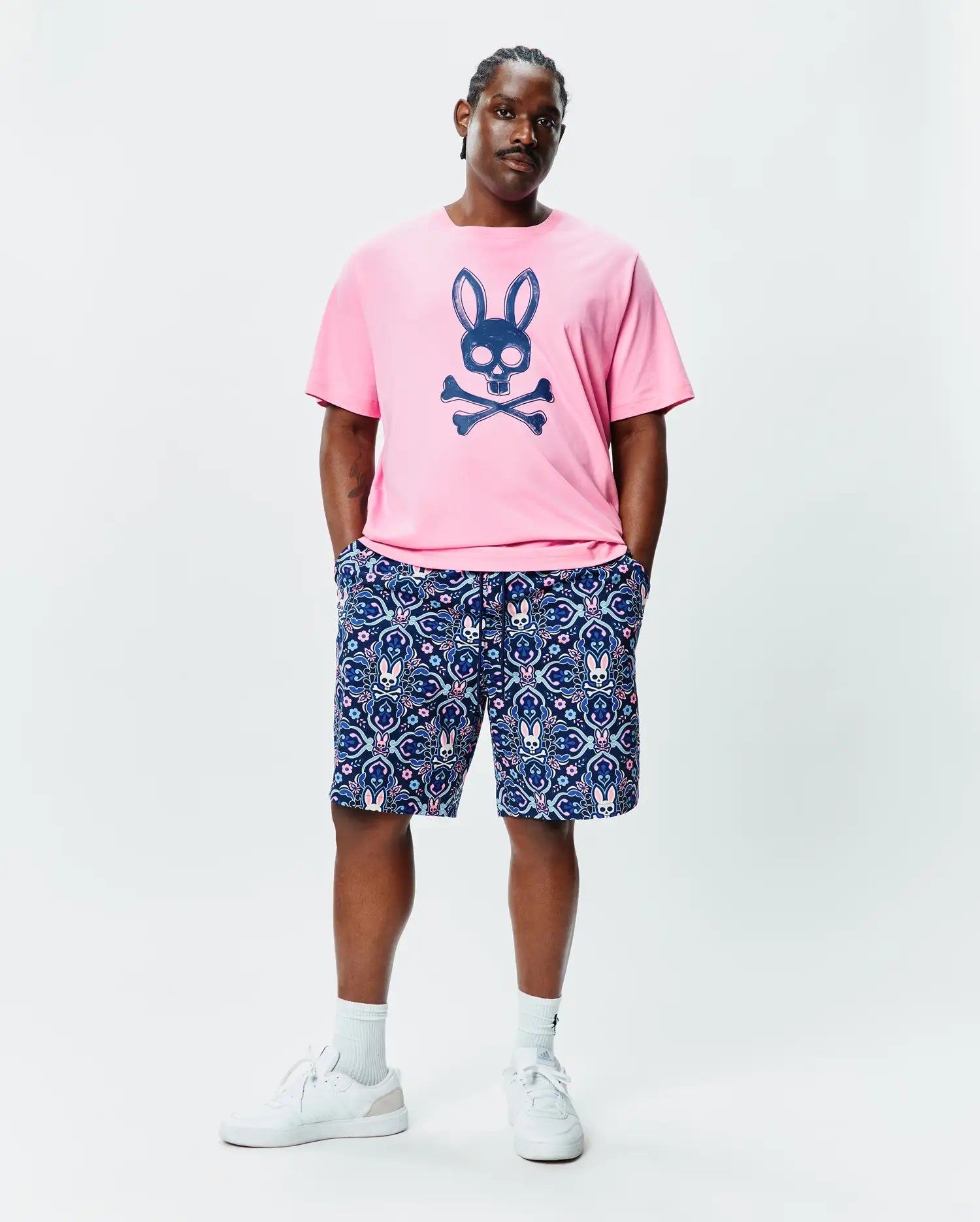 Psycho Bunny Big & Tall Adler maglietta grafica rosa in cotone Pima