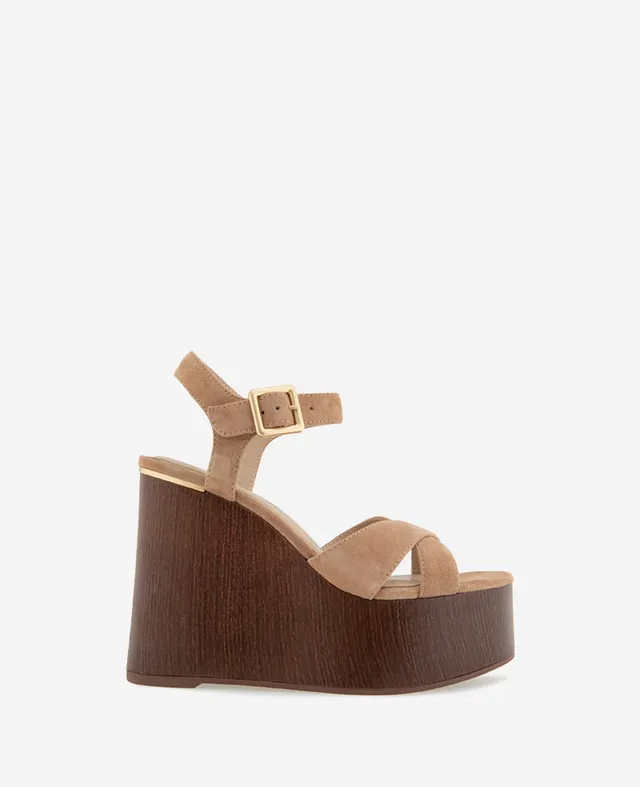 Kenneth Cole Reaction Shoes Taelyn Suede Platform Wedge Sandal sandali zeppa beige