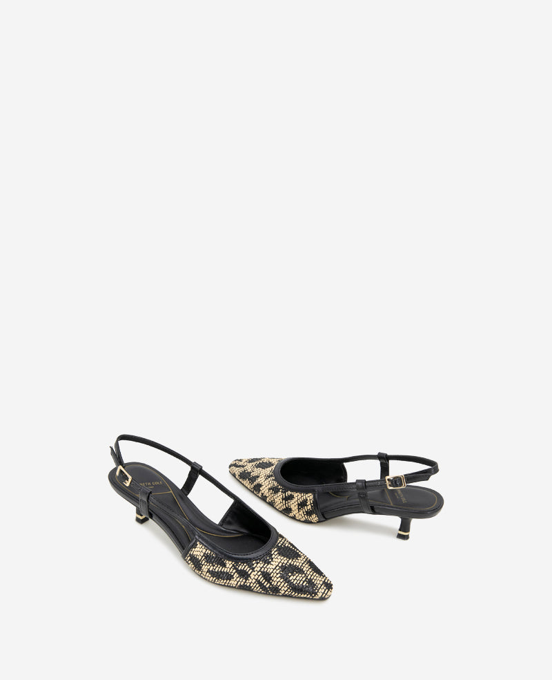 Kenneth Cole Reaction Shoes Martha Leopard Raffia slingback tacco basso