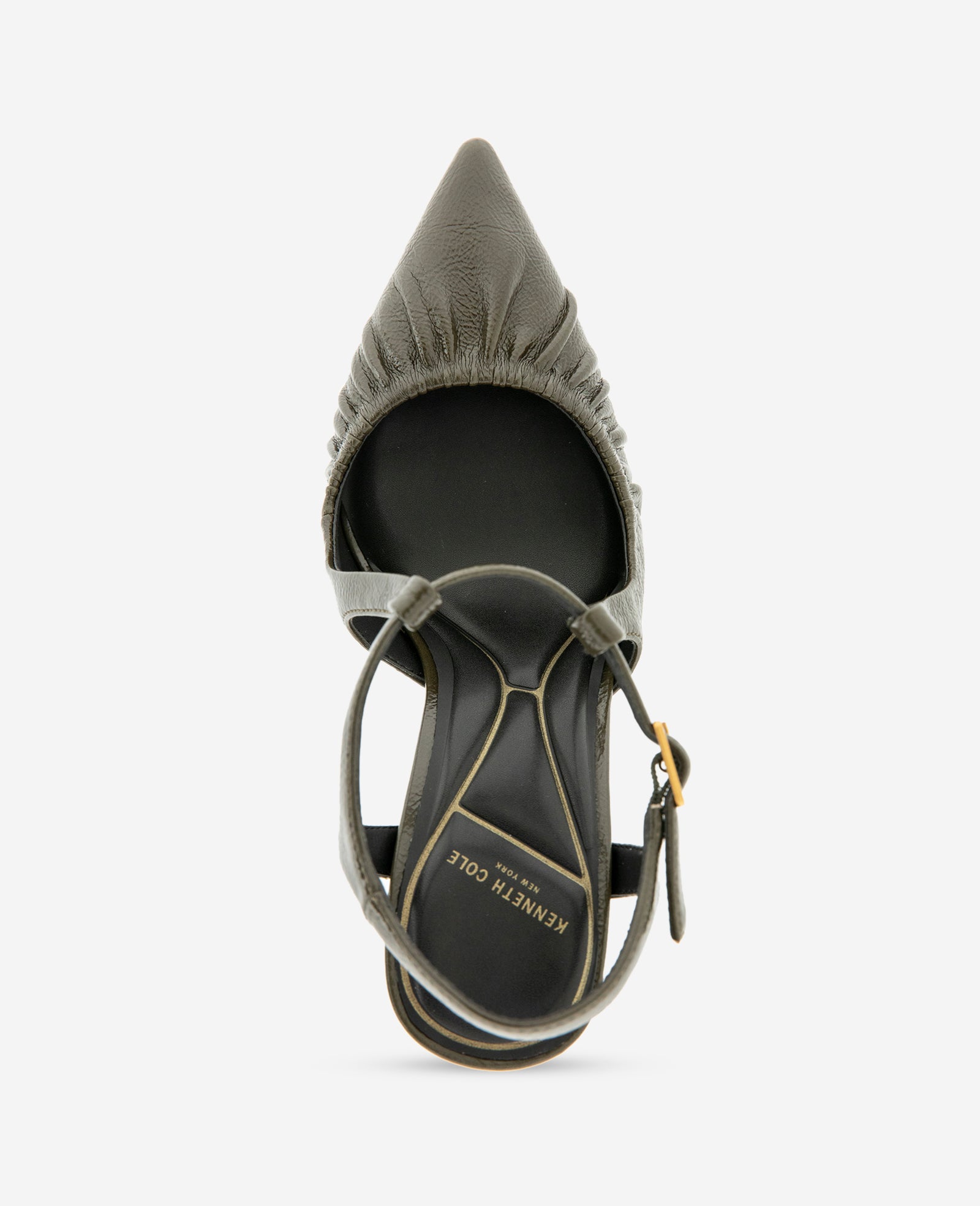 Kenneth Cole Reaction Romi Ruch Patent Heel slingback verde oliva con tacco 8,9 cm