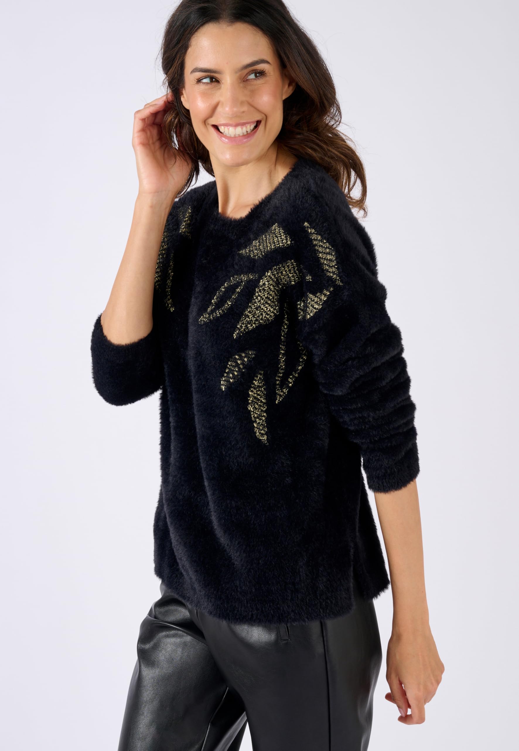 Damart Prêt-à-porter Maglione a maglia pelosa con motivo vegetale 38-40