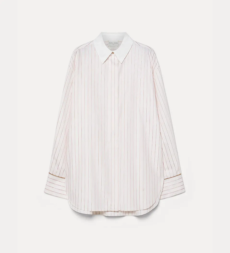 Forte camicie poplin overshirt camicia seta rigata