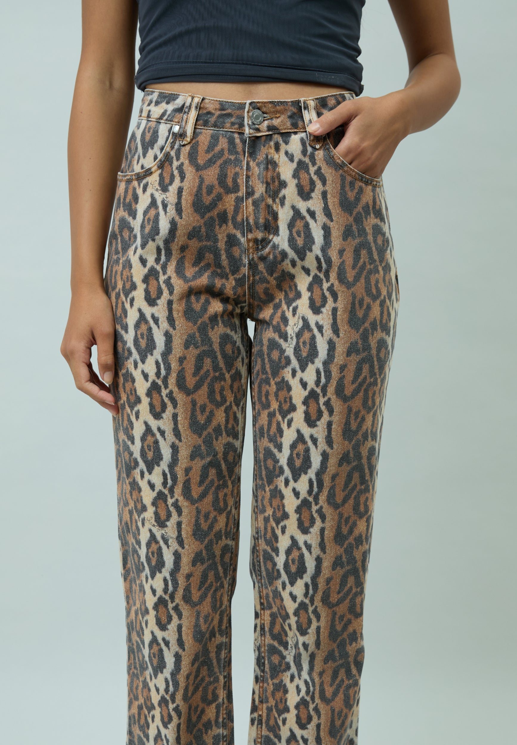 House Of Sunny Women's Denim Leopard Jessie Denim jeans leopardati UK 6–18