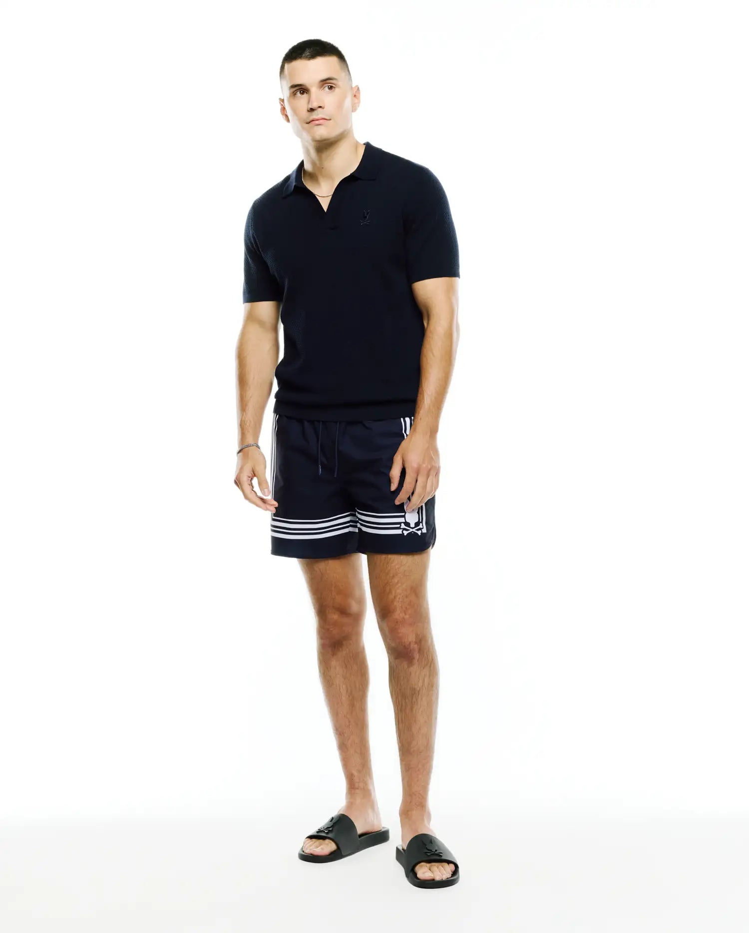 Psycho Bunny Men's Polos Devon Knit Polo MT0100169 polo blu cotone