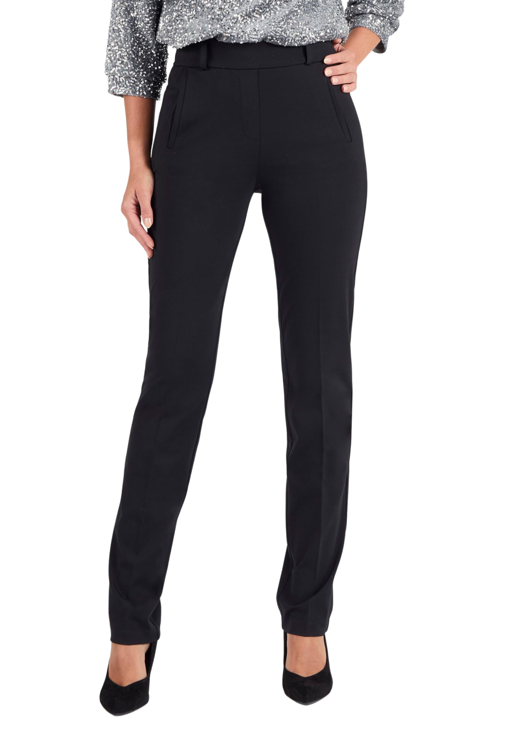 Damart Prêt-à-porter Pantaloni filettabili in maglia Milano bi-Stretch neri
